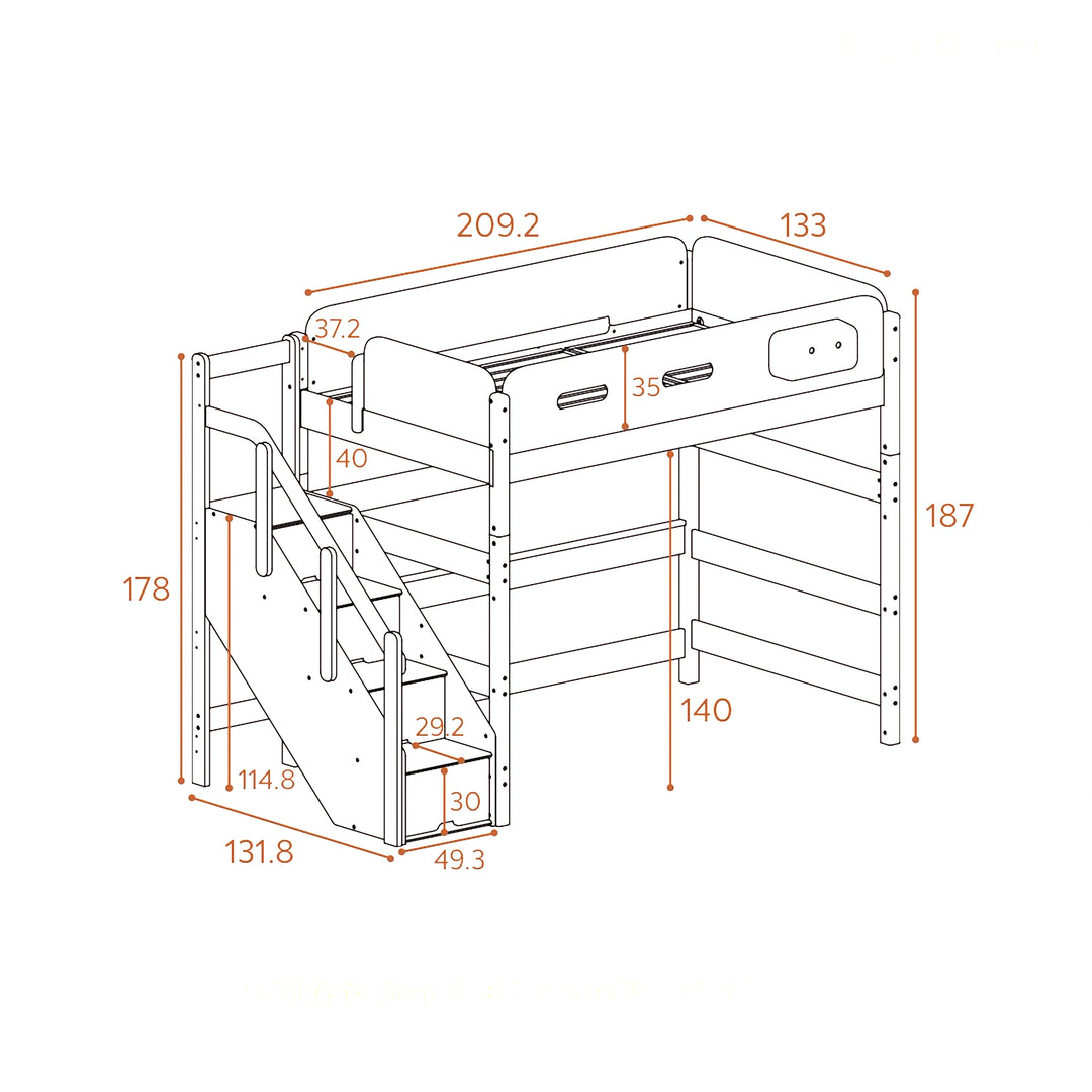 穩穩床系列 兒童梯櫃高架床