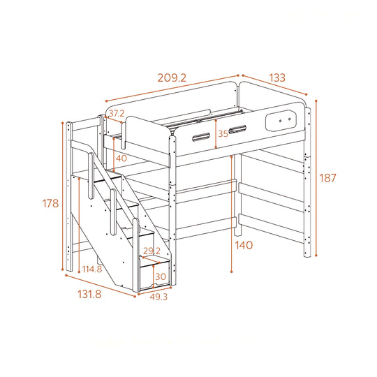 穩穩床系列 兒童梯櫃高架床